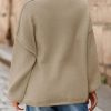 Womens Oversized V Neck Sweaters Chunky Knit Lantern Long Sleeve Fall Winter Slouchy Tunic Sweater Tops