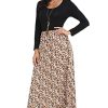 Women's Long Sleeves Maxi Dress Plain Empire Waist Casual Dress Loose Fall/Winter Dresses with Pockets
