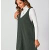 Women V Neck Corduroy Overall Dress 2025 Fall Mini Pinafore Jumper Dress