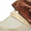 Women Long Sleeve Patchwork Bow Velour Mesh Crewneck Party Dress