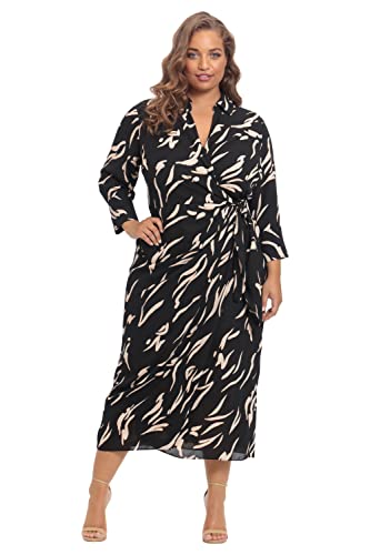 Women's Long Sleeve Midi Wrap Dress