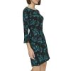 Women's 3/4 Sleeve Pleated Cuffs Shift Dress