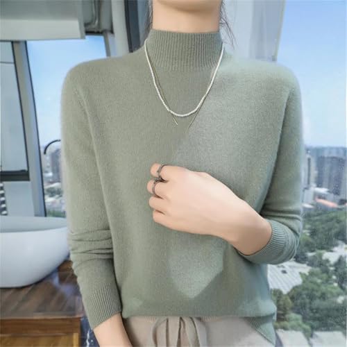 Women’s 100% Cashmere Sweater Half High Collar Pullover Fall Winter Casual Loose Knit Jumper