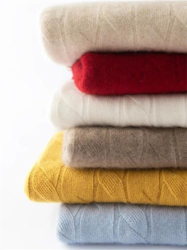 Women's Cable Knit 100 Percent Cashmere Mock Neck Pullover Casual Fall Winter Thick Soft Warm Sweater
