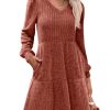 Womens V Neck Long Sleeve Fall Dresses Baby Doll Casual Sweater Dress Fashion Clothes