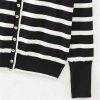 Women's Fall and Winter Single-Breasted V-Neck Striped Color Clashing Knitwear