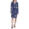 Womens Long Sleeve Surplice Neck Sheath Dress