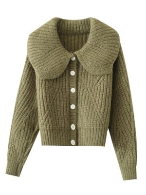 Sweater Women's Fall and Winter Loose Thick Needle Long-Sleeved Knitted Cardigan Thickened Top Coat