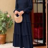 Fall Dresses for Women 2025 Long Sleeve Smocked Square Neck Swiss Dot Tiered Flowy Wedding Guest Maxi Dress