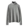 Women's Turtleneck Cable Knit 100 Percent Cashmere Pullover Fall Winter Thick Warm Classic