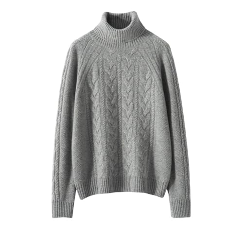 Women's Turtleneck Cable Knit 100 Percent Cashmere Pullover Fall Winter Thick Warm Classic