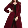Women's Wool Trench Coat Winter Double-Breasted Jacket with Belts