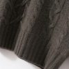 Women's Long Sleeve 100 Percent Cashmere Mock Neck Cable Knitting Pullover Fall Winter Thick Soft
