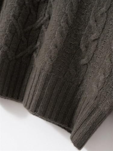 Women's Long Sleeve 100 Percent Cashmere Mock Neck Cable Knitting Pullover Fall Winter Thick Soft