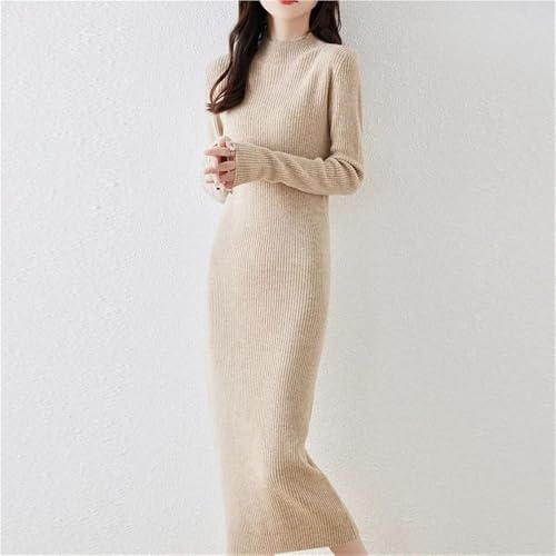 Women's Wool Sweater Dress Long Sleeve Slim Fit Casual Knit Dress for Fall Winter