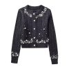 Street Fall and Winter Women's Fit Long Sleeve Beaded Knit Jacket
