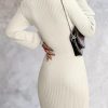 Womens 2025 Fall Winter Ribbed Knit Sweater Dress Casual Long Sleeve Sexy V Neck Bodycon Mini Dress