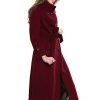 Women's Wool Trench Coat Winter Double-Breasted Jacket with Belts