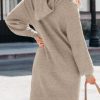 Womens Fall Sweater Dress Casual Long Sleeve Chunky Knit Pullover Oversized Hoodie Tunic Sweaters Winter Clothes