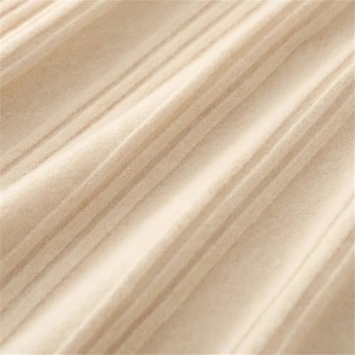 Women's Wool V-Neck Pullover Dress Comfortable Merino Wool Slim-Fit Flared A-Line Pleated Cashmere Sweater