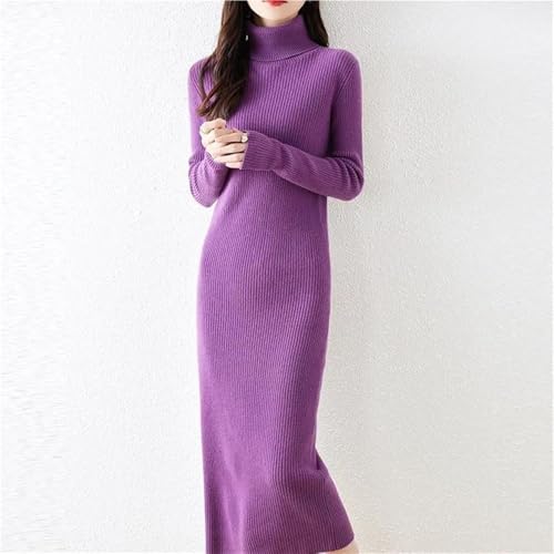 Women's Wool Sweater Dress Long Sleeve Slim Fit Casual Knit Dress for Fall Winter
