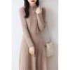 Women's Half-Mock Neck Slim-Fit A-Line Wool Knit Dress Perfect for Fall and Winter