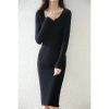 Women's Fall/Winter Wool Midi-Length Half-Turtleneck Knitted Warm Hip-Wrap Skirt