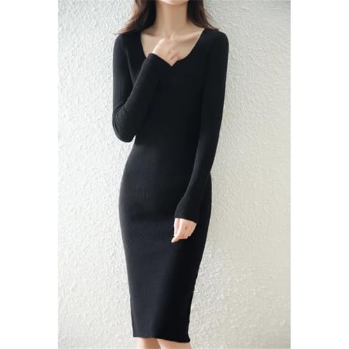 Women's Fall/Winter Wool Midi-Length Half-Turtleneck Knitted Warm Hip-Wrap Skirt