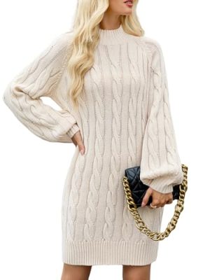 Sweater Dress for Women 2025 Fall Long Sleeve Crewneck Knit Mini Dress Casual Pullover Oversized Sweaters Dresses