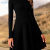 Fall Dresses for Women 2025 Long Sleeve Ribbed Knit A-Line Flowy Casual Wedding Guest Dresses Fashion Clothes