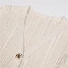 Women V-Neck Stretch Knit Long Sleeve Bodycon Dress Ruffled Hem Fishtail Irregular Button Elegant Outfit