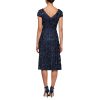 Petite Cocktail Dress in Rosette Lace with Cap Sleeves