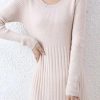 Women's Cashmere Knitted Dress Merino Wool Pullover Elegant Casual Long Dress for Fall Winter