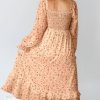 Boho Dresses for Women 2025 Casual Floral Square Neck Long Sleeve Smocked Elastic Waist Tiered Ruffle Hem Maxi Dress