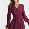 Women Maxi Dress 2025 Fall Long Sleeve V Neck Swiss Dot Boho Smocked High Waisted A-Line Tiered Flowy Long Dresses