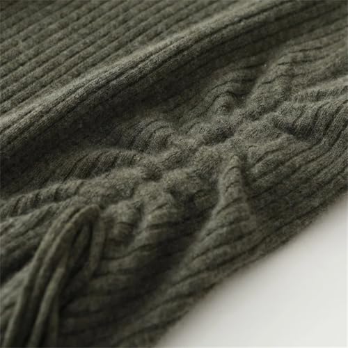 Women's Wool Dress Drawstring Style Pullover Fall Winter Cozy Slim Flare Cashmere Sweater A-Line Skirt