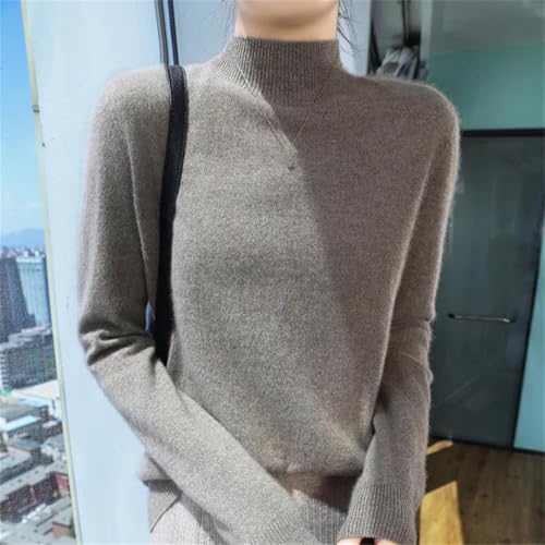 Women’s 100% Cashmere Sweater Half High Collar Pullover Fall Winter Casual Loose Knit Jumper