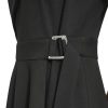 Women's Sleeveless V-Neck Buckle Belt Faux Wrap Midi Dress
