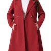 Plus Size Winter Coats for Women Notch Lapel Double Breasted with Pockets A Line Elegant Trench Pea Coats