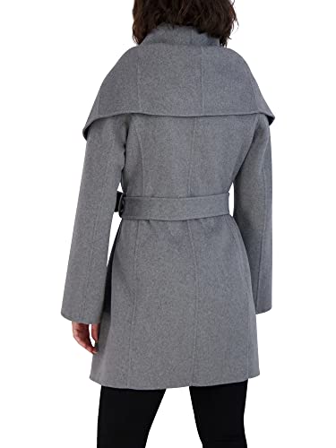 womens Double-faced Luxury Soft Wool Blend Peacoat Removable Belt Wool Coat Oversized Collar