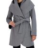 womens Double-faced Luxury Soft Wool Blend Peacoat Removable Belt Wool Coat Oversized Collar