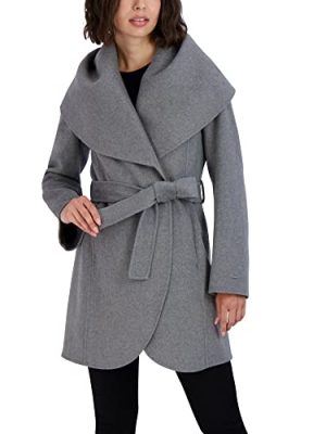 womens Double-faced Luxury Soft Wool Blend Peacoat Removable Belt Wool Coat Oversized Collar