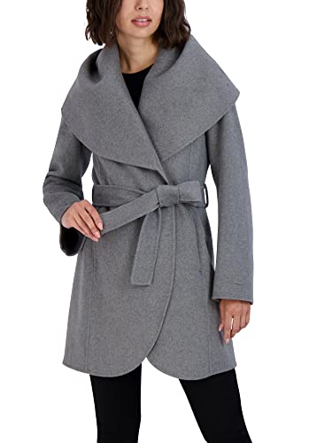 womens Double-faced Luxury Soft Wool Blend Peacoat Removable Belt Wool Coat Oversized Collar