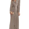 Long Sleeve Sequin Dress for Women Formal Gowns Sparkly V Neck Maxi Dress