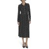 Women's Long Sleeves Collared Dot Jersey Shirtdress