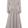 Women Long Sleeve Midi Dress Crewneck 2025 Fall Fashion Casual Flowy A-Line Long Dresses Vacation Outfit with Pocket