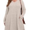 Plus Size Sweater Dress for Women Tshirt Fall Dresses Winter V Neck Long Sleeve Pockets Casual Party Loose Fit