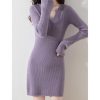 - Wool Sweater Dress Women's Trumpet Sleeve Slim Tight Knitted V Neck Pullover Fall Winter Mid-Long Tops