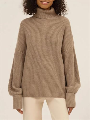 Womens Oversized Turtleneck Sweater Fall Winter Loose Fit Pullover Tops Blue Orange