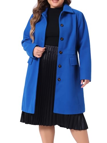 Plus Size Coat for Women Peter Pan Collar Single Breasted Winter Long Coats